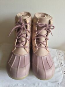 Wonder Nation Duck Winter Women Boots Color Pink Size 5 Lace Up Glitter