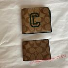 NWT Coach CF611 Men's 3 In 1 Wallet In Signature Canvas With Varsity Motif Khaki