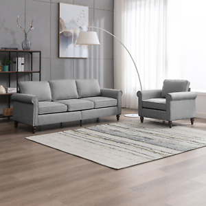 Sectional Sofa Couches for Living Room, 2 Pcs Sofa, 3 Seater Sofa and Armchair