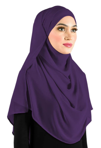 Chiffon Wrap Hijab Headscarf with Caplet & Sashes to Tieback MADE IN TURKEY