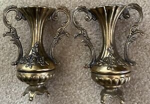 New Listing2 Vintage Ornate Two Handle Four Footed Urn Old Small 5