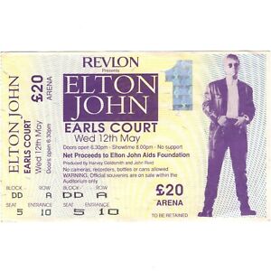 ELTON JOHN Concert Ticket Stub LONDON UK 5/12/93 EARLS COURT THE ONE TOUR Rare