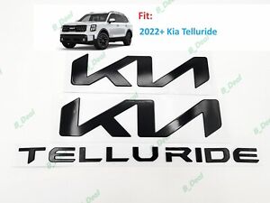 3PC Gloss Black KN Front Rear Telluride Emblem Badge Fit 2022-2024 KIA Telluride (For: 2022 Kia)