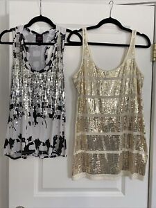 Express Sequin top Size Large BCBG Black Sequin Top Size Large 2 Shirts For One!