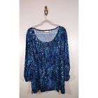 Susan Graver 3/4 Length Sleeve Knit Sparkle Pullover Stretch Top Size 3X