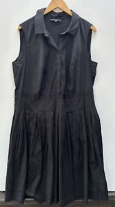 Lafayette 148 New York Dress 16 W Black Sleeveless Eyelet Skirt Shirtdress