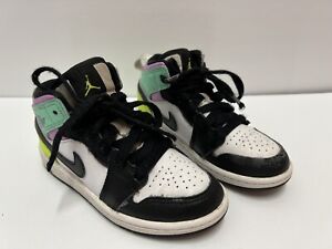 Nike Air Jordan 1 Mid Toddler Pastel Black Volt Glow Sneaker Shoes - Size 11C