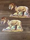 Vintage Cardboard Die Cut Hunting Sporting Goods Store Sign Advertisement LIONS