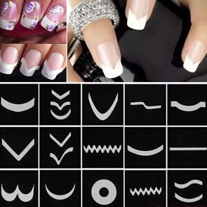 White French Manicure DIY Nail Art Tips Guide Stickers Stencil Styling Tool NH20