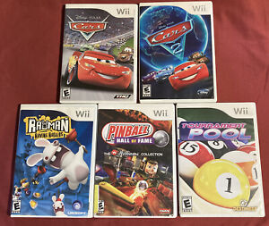 Lot Of 5 Wii Games, Cars, Cars 2, Tournament Pool, Pinball Hall of Fame, Rayman