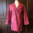 Via Accenti Size 22W Leather Coat Double Breasted Raspberry Red Flaws NO Belt