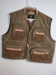 Vintage Orvis Vest Mens Large Safari Hunting Fly Fishing Brown Snap Clasp