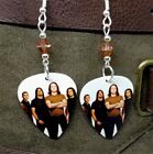 Trivium Group Photo Guitar Pick Earrings with Brown Swarovski Crystals