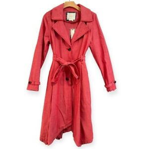 ANTHROPOLOGIE Elle Trench Coat Handkerchief Hem Red Size M NEW