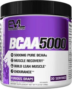 Evlution EVL BCAAs Amino Acids Powder - Stim Free Pre-Workout - Grape