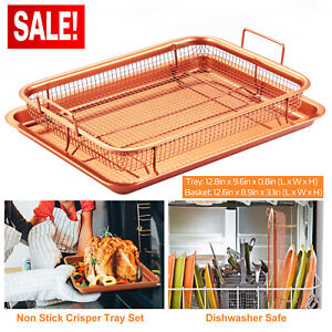 Copper Chef Crisper Tray Basket Non-Stick Crisper Pan Cookie Sheets Tray Basket