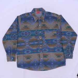 C3079 VTG Male Men's Aztec Navajo Frontier Ranch Rodeo Shirt Size L