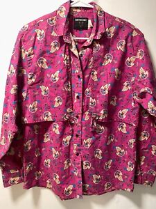 Vintage Frontier Series Womens Western Shirt pink floral Print Size large