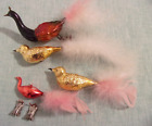 Vintage Lot 3 Sandra Lee Christmas Clip On Bird Ornaments Glass w/ Feather Tails