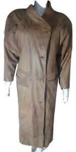 Foxrun Leather Coat Womens Size Small Brown Leather Trench Coat Full Length