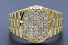 Real Solid 10K Yellow Gold Mens pinky Railroad oval Ring cz 13mm ALL Sizes