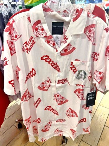 NWT 2022 Disney D23 Expo Toy Story Pizza Planet Button-Up Shirt Adult L