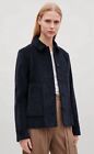Cos Boxy Corduroy Jacket Warm Thick Coat Navy Blue Size 40 Formal Casual Pockets