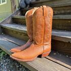 Nocona Mens 10.5 B Rust Brown Exotic Full Quill Ostrich Boots Western Cowboy USA