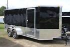 NEW 2024 7 x 16 7x16 V-Nosed Enclosed Cargo Motorcycle Trailer Ramp & Side Door