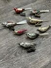 Antique & Vintage Clip On Birds Mercury Glass Christmas Ornaments Lot Of 8