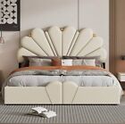 Queen Size Bed Frame with Modern Wooden Headboard/Heavy Duty Platform Wooden Bed