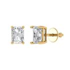 1 ct Emerald Cut Solitaire Stud Earrings 14k Yellow gold simulated diamond