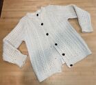 Vintage 80s cable knit chunky wooden buttons Irish wool women's cardigan Small