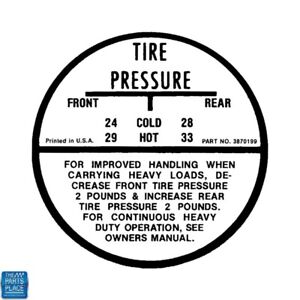 1964-1965 Nova 1964-1966 Impala Tire Pressure Decal - New (For: More than one vehicle)
