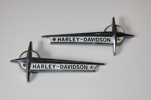 Vintage 1960's Harley Davidson Tank Emblems with mounting brackets