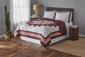 New ListingReversible Brick Star Quilt, Red, Full/Queen, 1-Piece