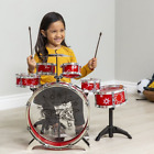 KIDS DRUM SET 11-Piece w/Bass Drum, Tom Drums, Snare, Cymbal, Stool, Drumsticks
