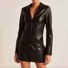 Abercrombie & Fitch Vegan Leather Blazer Dress Long Sleeve Brown Size Small Tall
