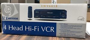 NEW!!! Emerson EWV601B VCR VHS Player and Recorder Hi-Fi 4 Head Stereo W/ Remote