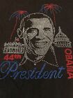 Mens Y2K President Obama Shirt Size 4XL Black Rhinestone Big Face Shirt Barrack