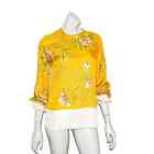 N 21 N°21 100% Silk Blouse Yellow Floral Print Made in Italy Size 38