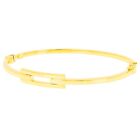 Italian 14k Yellow Gold Hollow Rectangle Bangle Bracelet 7