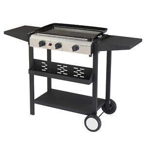 3-Burner Flat Top Gas Griddle Cooking Station 30000 BTU Propane Outdoor Barbecue