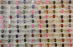 35pcs Newest Wholesale Mixed Lots Cute Lady's Fashion Oval Cubic Zirconia Rings