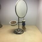 Antique Shaving Mirror / Stand with Brush and Wooden Bowl