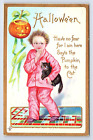 Postcard Halloween Vintage Series 226 E Have No Fear Pumpkin To The Black Cat