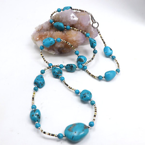 Vintage Turquoise Howlite Nugget & Beaded Station Necklace