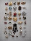 Lot of 40 Vintage to Now Pins Brooches Rhinestones Pearls Gold