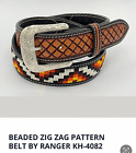 100% Genuine leather belt with amazing beaded work throughout pick your size NWT