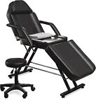 Massage Table Tattoo Chair w/ Spa Stool Adjustable Facial Bed w/ Hydraulic Chair